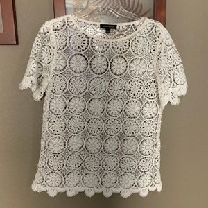 Banana Republic Crochet Top White Scalloped Sz S